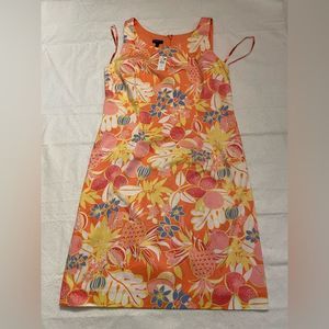 NWT Talbots floral spring summer dress 6P Petite peach pink yellow white